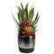 15" Artificial Succulents & Agave in Silver Ceramic Pot